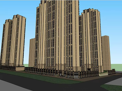 Modern High Rise Residential Buildings With Exterior Design And Green Surroundings 3d model