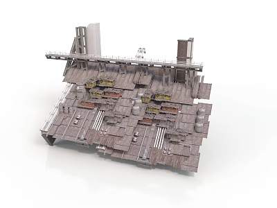 Modern Architectural Model Featuring Complex Structure And Multi Level Platforms 3d model