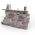 Modern Architectural Model Featuring Complex Structure And Multi Level Platforms