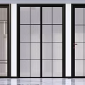 Modern Hinged Interior Doors With Black Frame And Grid Glass Design 3d model