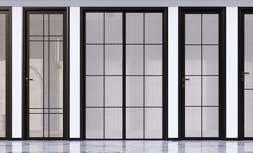 Modern door aluminum alloy glass door combination 3d model