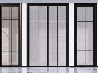 Modern door aluminum alloy glass door combination 3d model