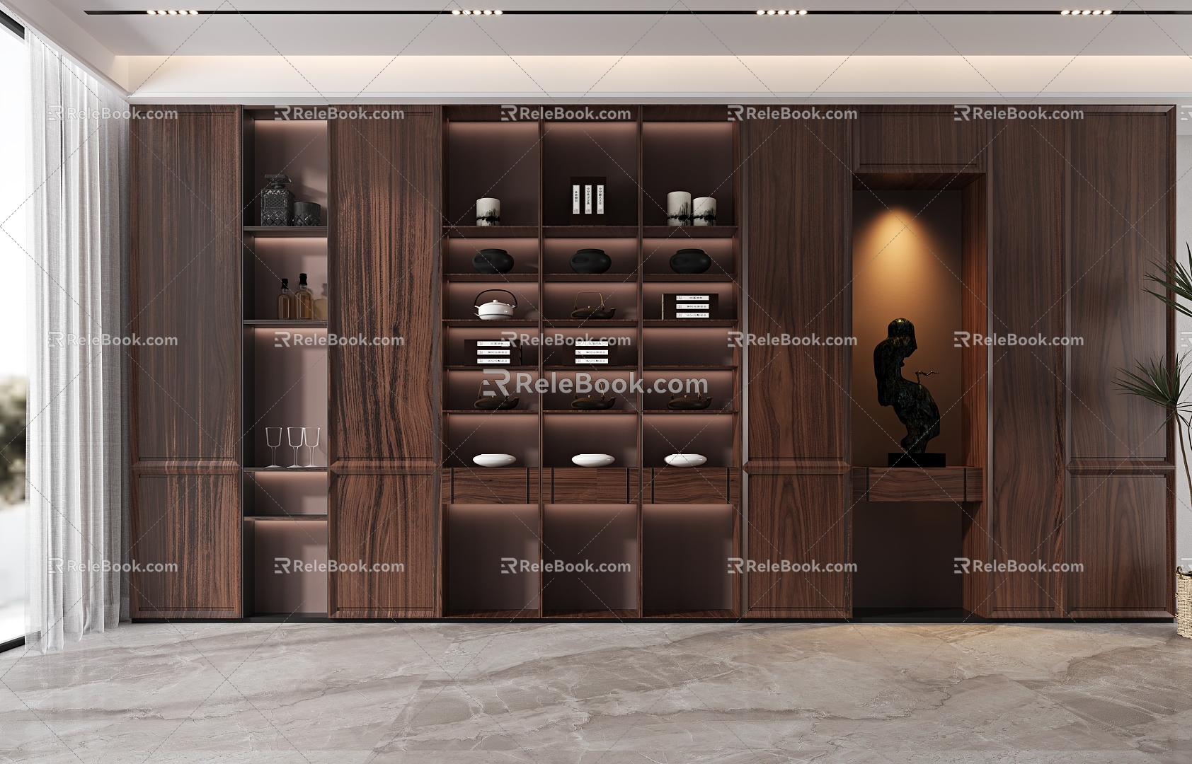 New Chinese Decorative Cabinet Bookcase 3d model