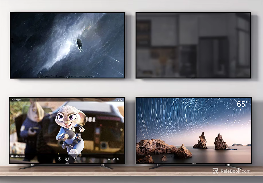 High Definition Smart TV Displays Nature Scenery Animated Character Home Interior 65 Inch Screen 3d model 