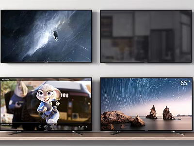 High Definition Smart TV Displays Nature Scenery Animated Character Home Interior 65 Inch Screen 3d model