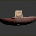 Traditional Ceramic Sculpture Carving Featuring Red White Decorative Patterns On Bowl With Handle And Cracks