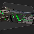 Futuristic Predator Rifle With Black And Green Finish Neon Green Lines And Lucide Design