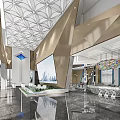 Modern Sales Office Interior With Property Model And Art Decor