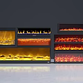 Modern Electric Fireplaces Displayed With Various Flame Effects And Multiple Styles 3d model