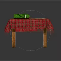 Wooden Table With Red Checkered Tablecloth Cutting Board Cucumber Slices Knife And Whole Cucumber