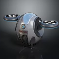 Advanced Space Exploration Drone With Metallic Body Dual Propellers And Blue Lights