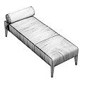 Modern Gray Leather Sofa Bench With Roll Back Design And Slim Legs 3d model