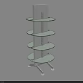 Modern Display Shelf With Multi Level Circular Glass Shelves And Metal Support Frame