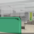 Modern Tea Room Interior With BERTILLE Logo Shelves Cabinets And Green Plant