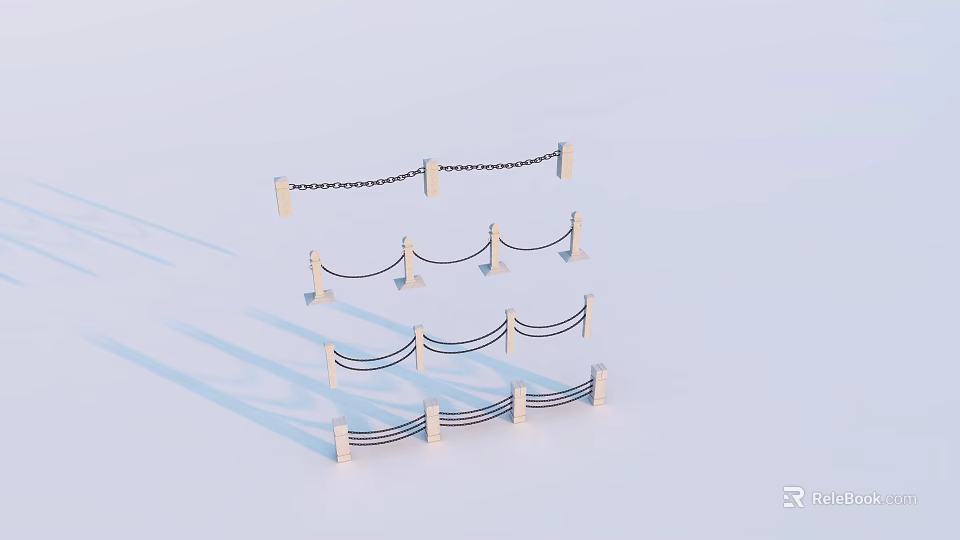 Stylish Chain Link Fence Designs with Wooden Posts for Outdoor Use 3d model 