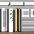 Various Air Conditioners And Fans With Wall Mounted Standing And Built-in Designs For Home Cooling