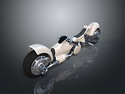 White Modern Motorcycle With Sleek Body Black Seat And Chrome Details 3d model