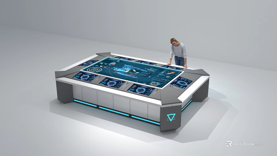 Interactive Public Facility Information Console With Multiple Displays And User Interaction 3d model 