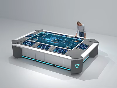 Interactive Public Facility Information Console With Multiple Displays And User Interaction 3d model