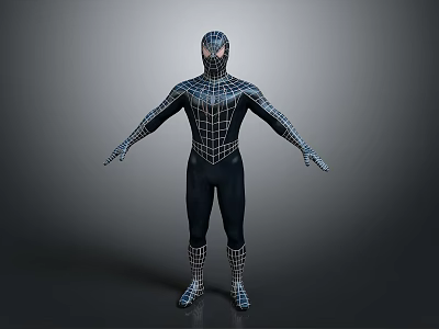 Detailed Spider Man Black Costume Full Body Standing 3D Render 3d model
