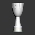 Shiny Silver Trophy With Golden Interior And Decorative Base On Reflective Black Surface 3d model