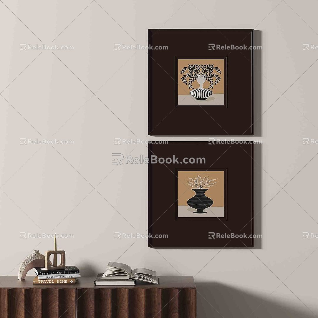 Nordic simple retro decorative painting 3d model