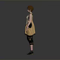 Stylish Woman With Brown Short Hair In Vest And Cargo Pants Standing With Black Boots