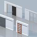 Various Modern Door Designs With Different Materials And White Frames 3d model