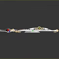 Crossed Fantasy Weapons Sword Bow With Decorative Shield Red Blue Green Gems