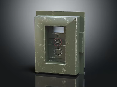 Green Scratched Metal Control Box With Window And Dials 3d model
