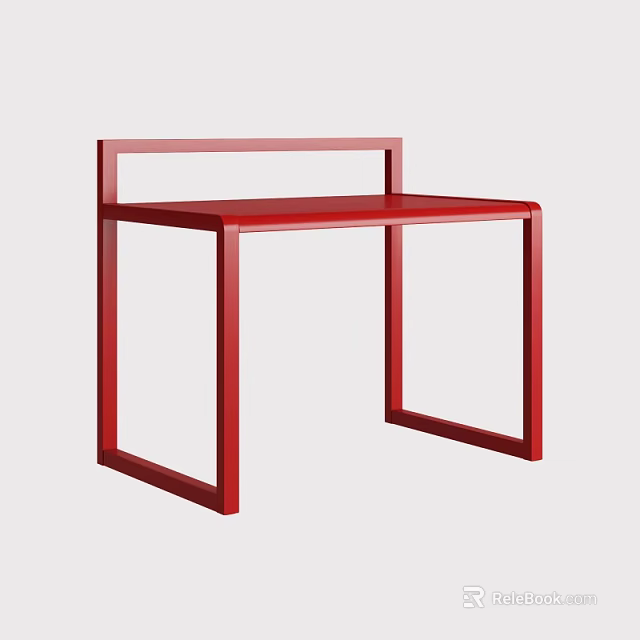 Red Modern Desk With Minimalist Frame Design And Sleek Structure 3d model