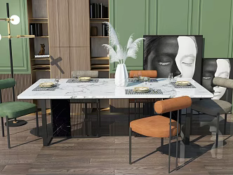 Light Luxury Dining Table and Chair Combination Dining Table and Chair 3d model