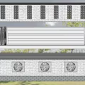 Traditional Feature Wall Design With Grilles White Panels Entrance Doors Green Plants And Decorative Patterns