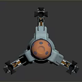 3D Rendered Light Blue Rocket Model With Orange Head Wheels And Mechanical Parts