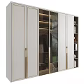Modern Minimalist Wardrobe Design With Glass Doors Hanging Area And Side Bookshelf Decor Items