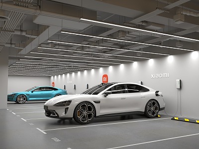 Xiaomi charging parking space underground garage Xiaomi electric speed 7 Su 7 household charging pile EV new energy electric vehicle ceiling pipeline 3d model