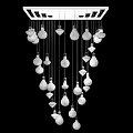 Modern Crystal Chandelier With Multiple Glass Bulbs And Golden Hanging Wires