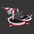 Red And White Mechanical Device With Circular Base Ring Structure Arm And Support Feet 3d model