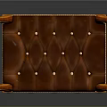 Tufted Brown Leather Stool With Carved Wooden Legs And Decorative Heads
