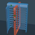 Commercial Turnstile Equipment with Blue Orange Frame and Metal Bars for Access Control