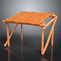 Wooden Garden Structure With Slatted Roof And Crossed Support Beams