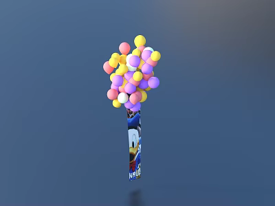 Colorful Inflatable Balloon Tree Decor with Multiple Colored Balloons and Cartoon Patterned Pole 3d model