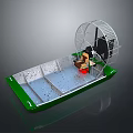 Green Fan Boat With Caged Propeller Gray Interior And Seat Structure