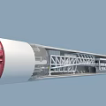Industrial Tunnel Boring Machine Featuring Red Cutter Head and Internal Support System 3d model