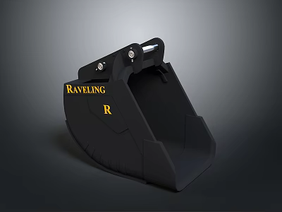 Raveling Black Heavy Duty Bucket For Functional Vehicles With Durable Construction 3d model