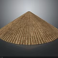 Traditional Bamboo Woven Conical Hat Daily Life Item With Brown Striped Texture
