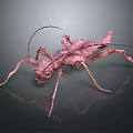 Stick Insect 3D Model with Leaf Like Texture Long Antennae Multiple Legs and Reflective Surface 3d model