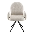 Light Beige Fleece Leisure Chair With Armrests And Black Metal Tripod Base