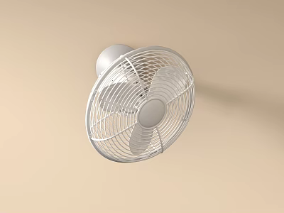 Wall Mounted White Air Conditioning Fan With Metal Grill For Home Cooling Use 3d model