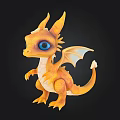 Cute Orange Dragon Character With Blue Eyes And Wings In 3D Design